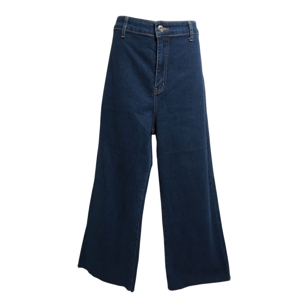 AnnieWear High Rise Wide Leg Jeans Dark Wash Vintage Style Denim Pants Size XL